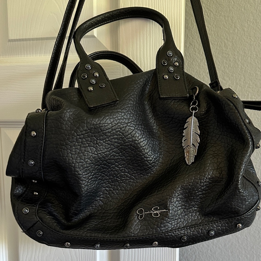 Jessica Simpson Black Textured Shoulder Bag